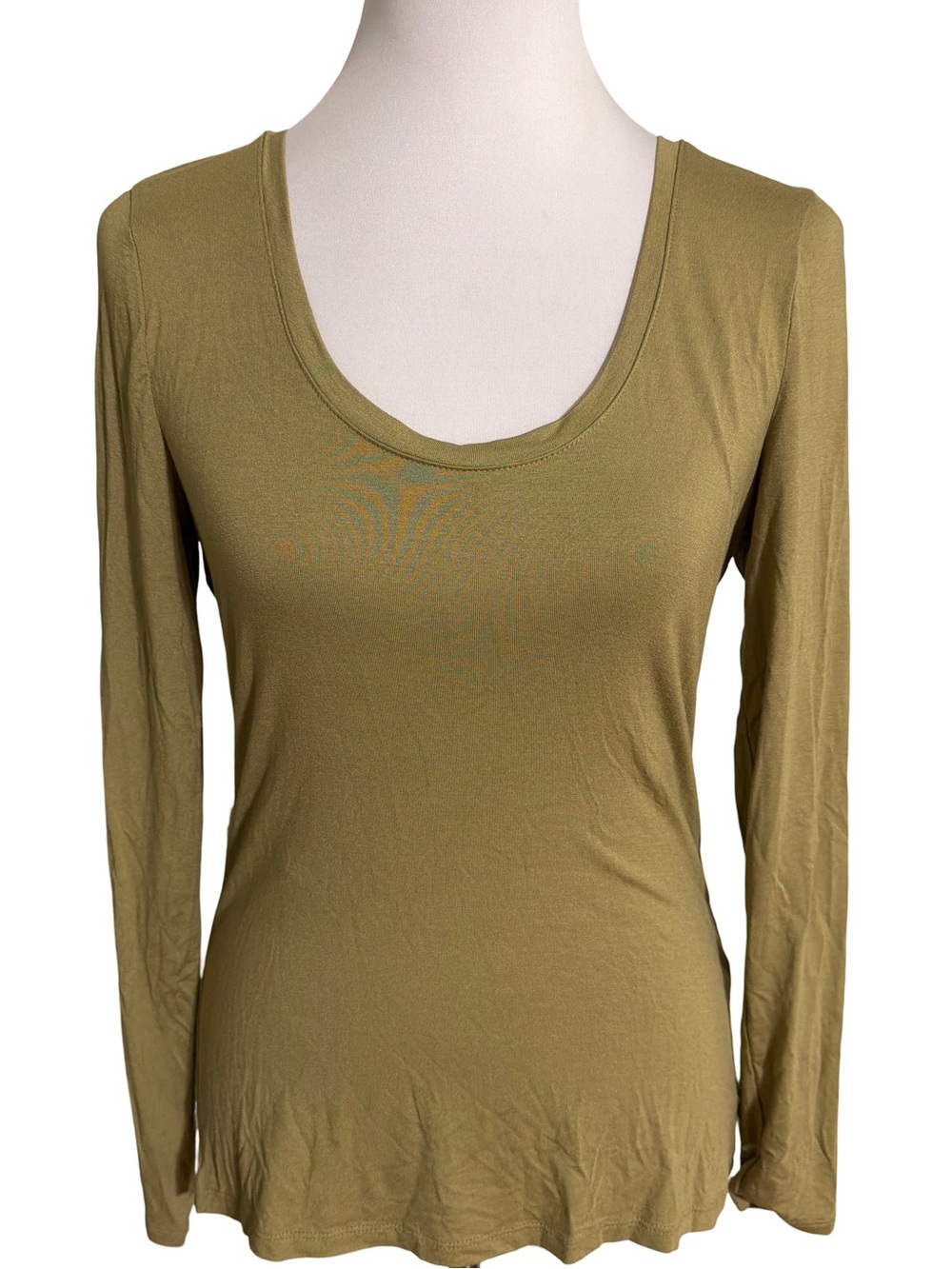 INC International Concepts Olive Long Sleeve Scoop Neck Top